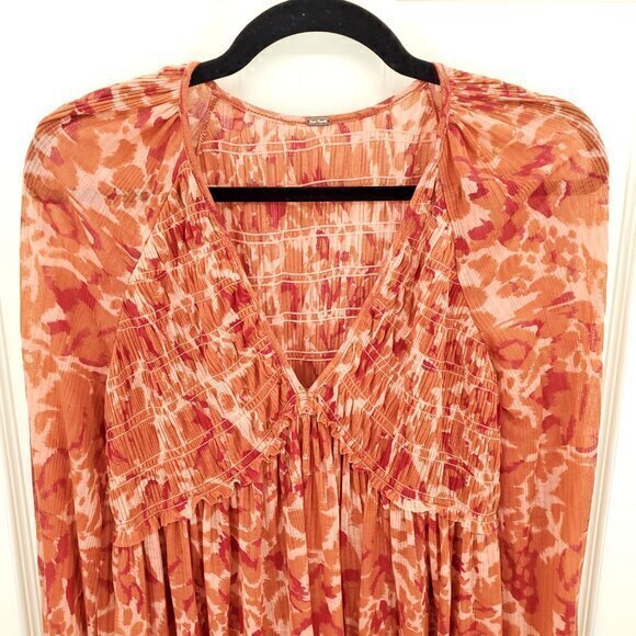 Free People Dark Romantic Tunic S Merlot Combo (Orange/Red) - Picture 5 of 16